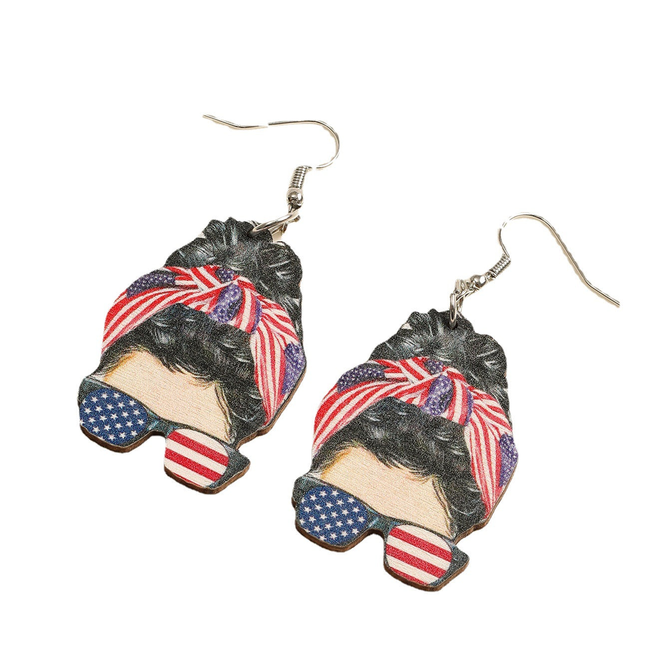 Pendientes de madera estampados de estampado de la bandera de mariposa al por mayor